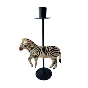 Vintage Zebra Taper Candle Holder 11’’ Tall Safari Glam Hollywood Regency Exotic